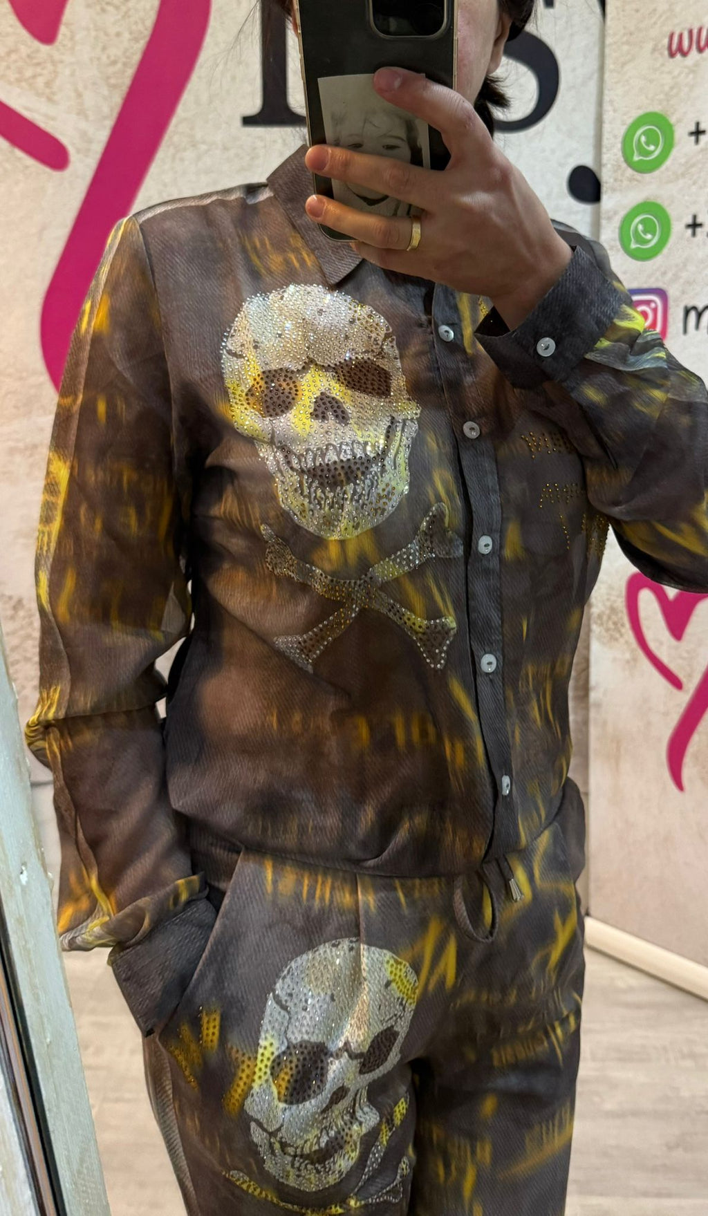 Missy 3-Teiler Skull Strasssteine Camouflage