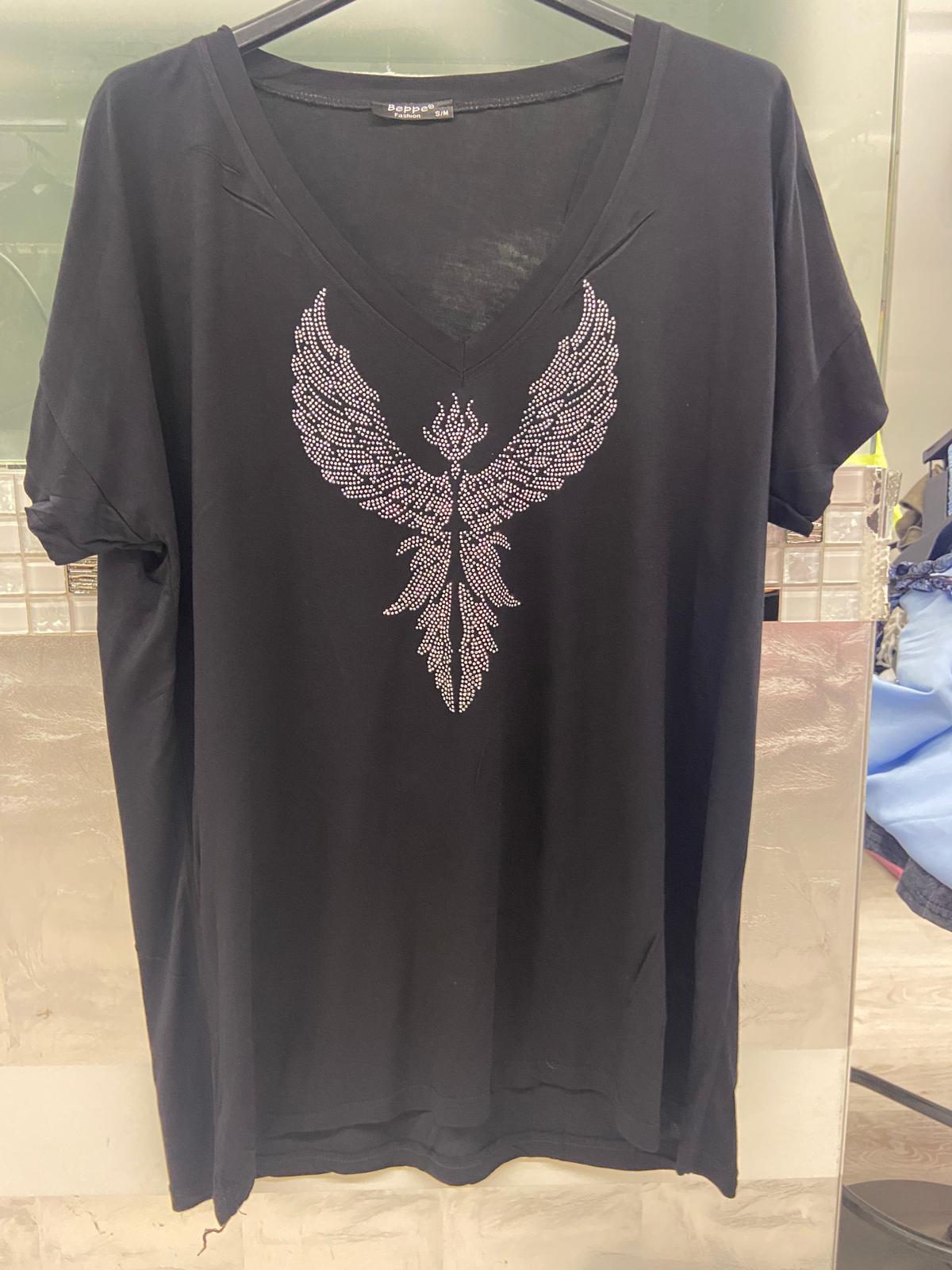 Pepper Fashion Phönix Shirt Schwarz mit Strass