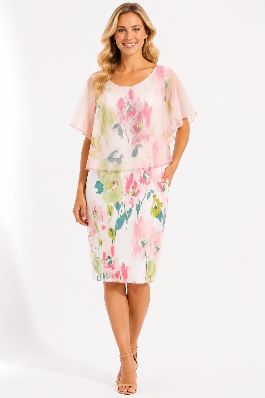 Missy Kleid Blumenprint Rosa | One Size bis 44