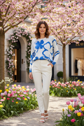 Missy Pullover Blau-Weiß Jacquard – Lifestyle