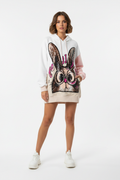 Damen Hoodie Pailletten Hase Butterstoff Lifestyle – Mode aus Italy Gr. 36–44