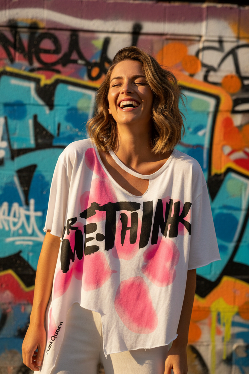 PunkQueen Dr. Me Think Shirt Neonpink Fun Sommer Candid