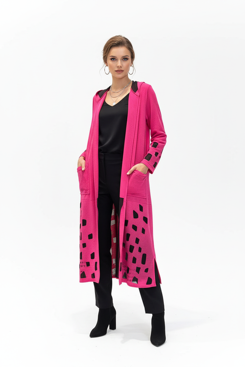 Langer Cardigan Pink Tragebild