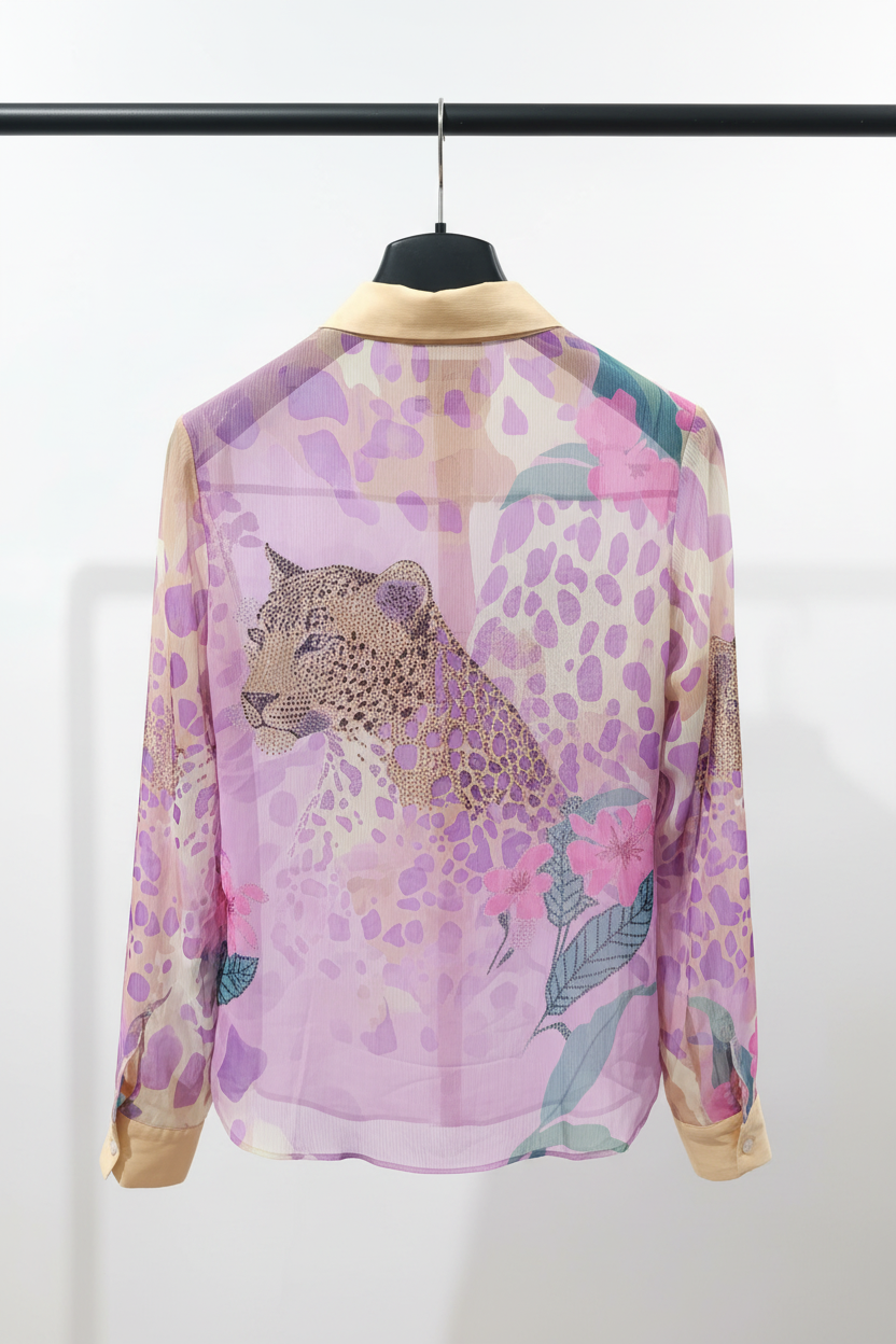 Missy Bluse Rückansicht Leoparden-Print