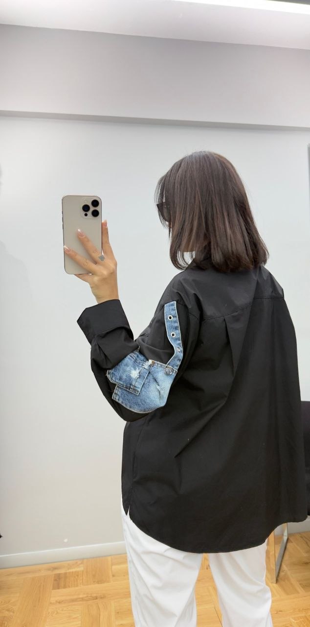 Re-Design Bluse Schwarz Denim