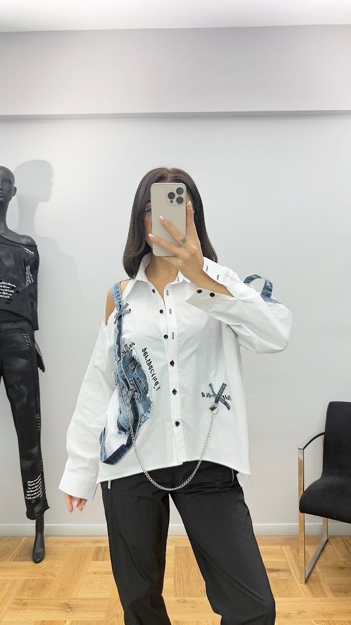 Re-Design Bluse Weiß Denim