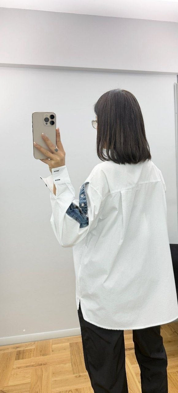 Re-Design Bluse Weiß Denim