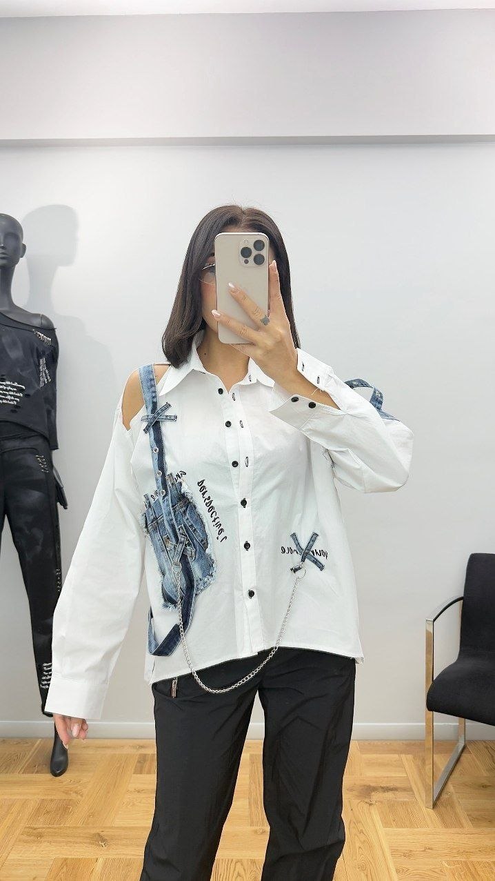 Re-Design Bluse Weiß Denim
