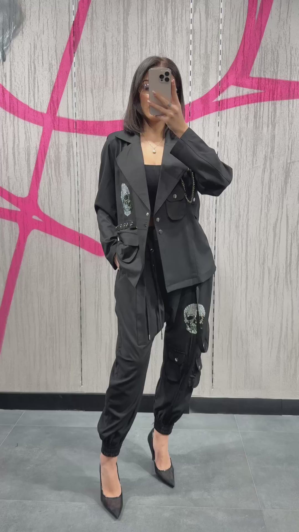 Re-Design Skull Hosenanzug – Schwarz | 100% Baumwolle | Gr. 36–46