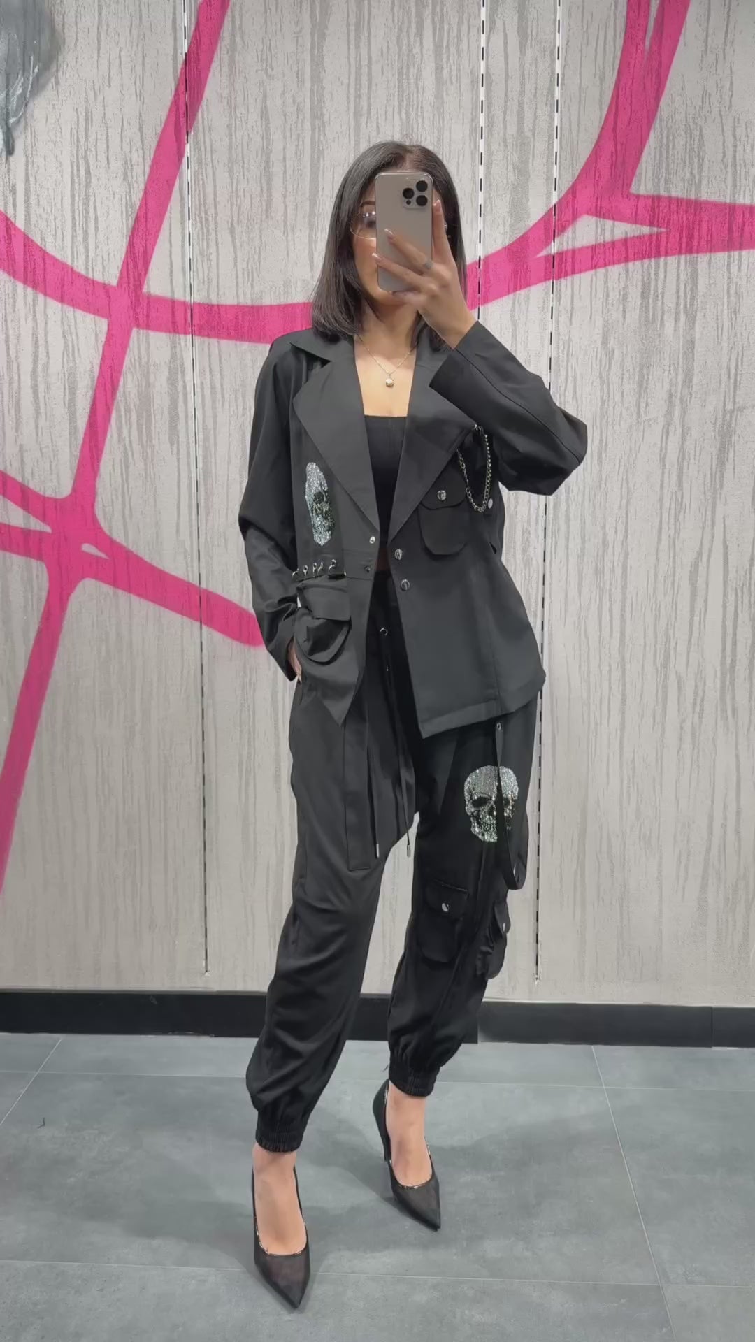 Re-Design Skull Hosenanzug – Schwarz | 100% Baumwolle | Gr. 36–46