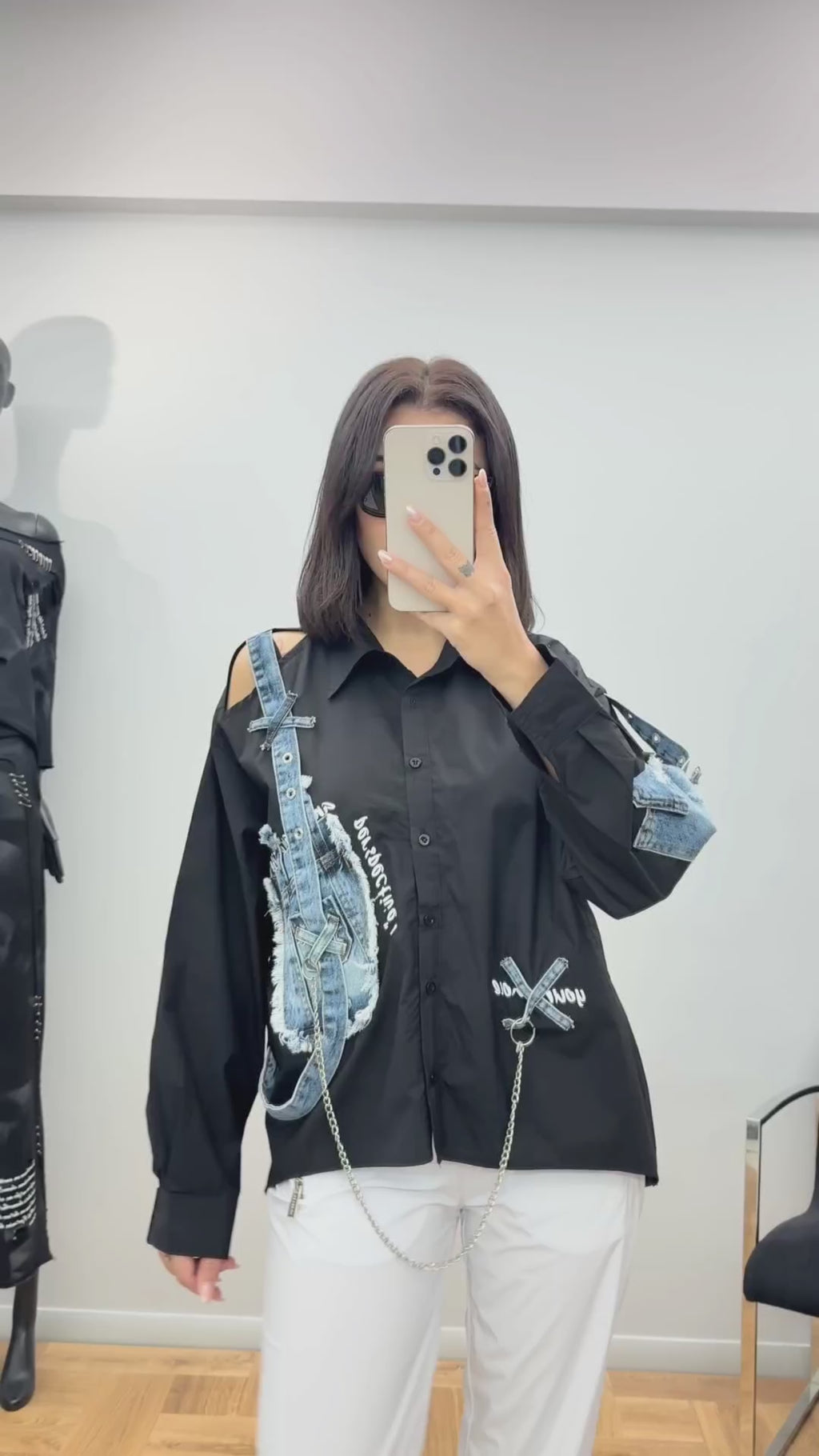 Re-Design Bluse Schwarz Denim