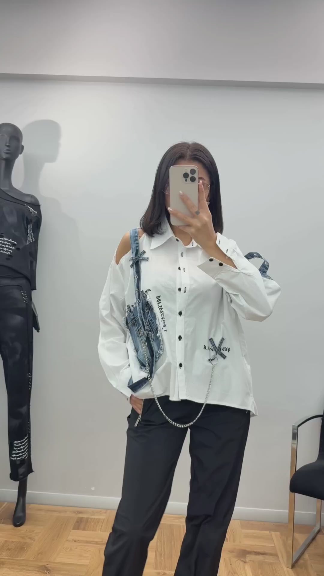 Re-Design Bluse Weiß Denim