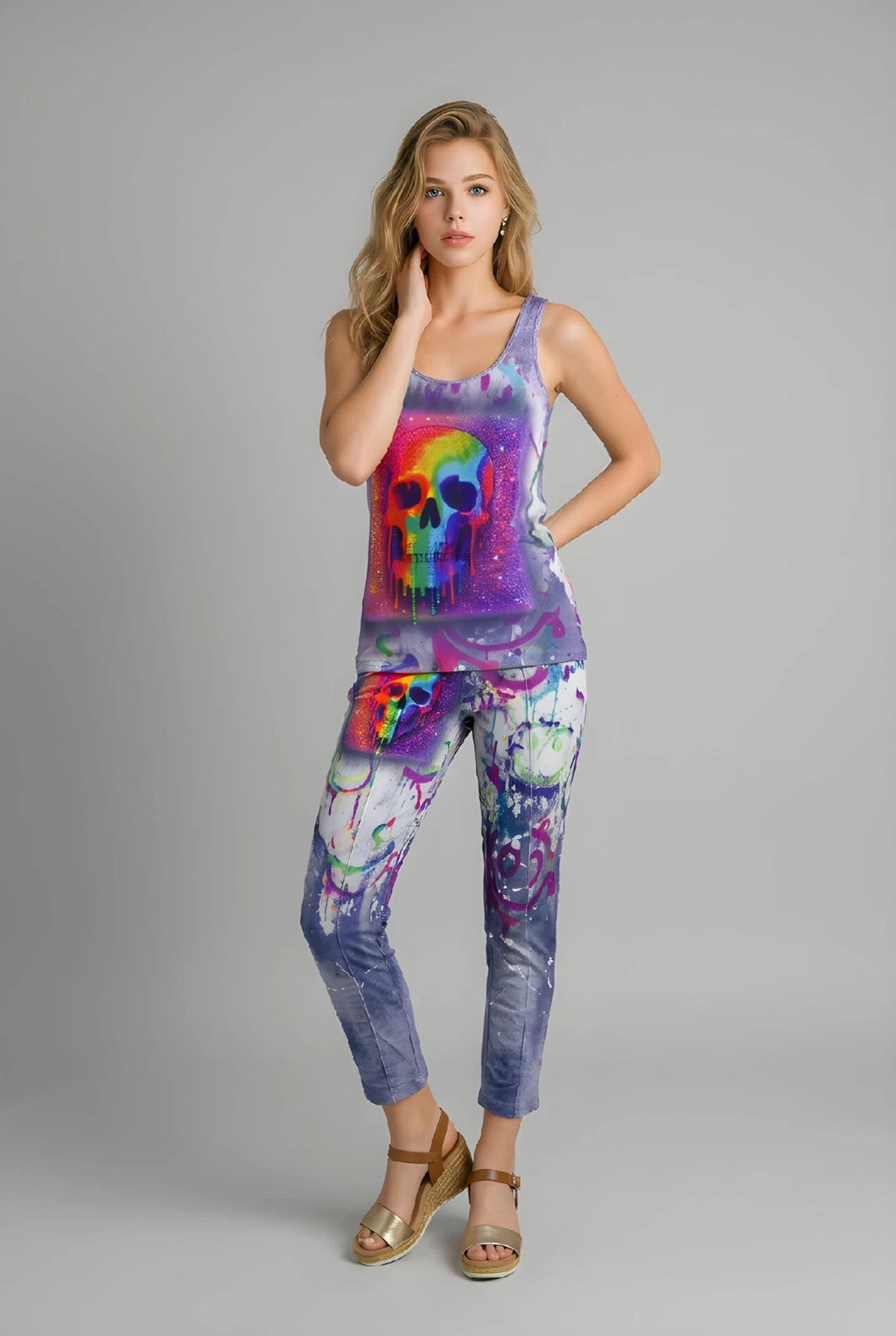 Missy Blazer Skull Graffiti Regenbogen – Allover Print | Gr. S–XXL