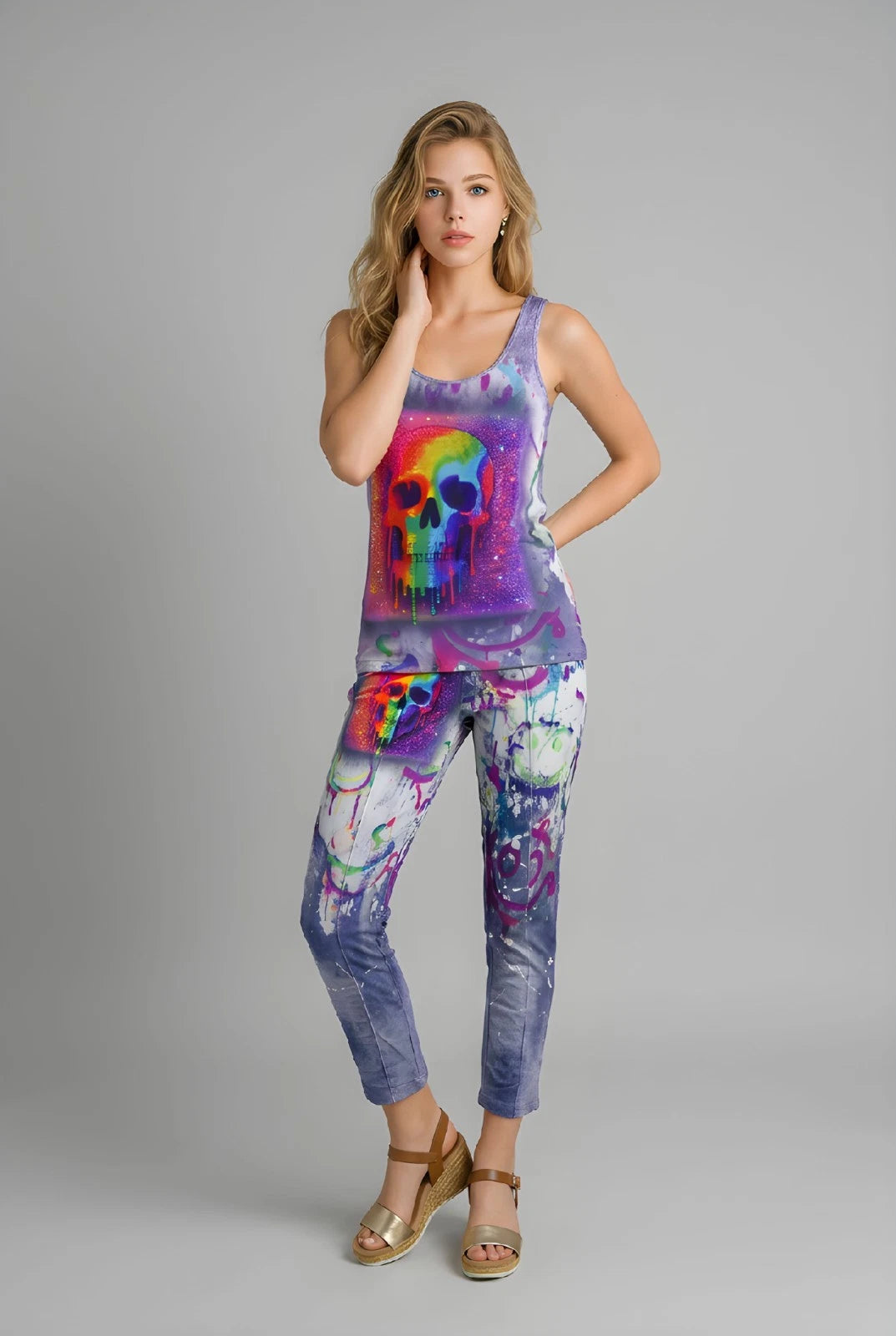 Missy Blazer Skull Graffiti Regenbogen – Allover Print | Gr. S–XXL